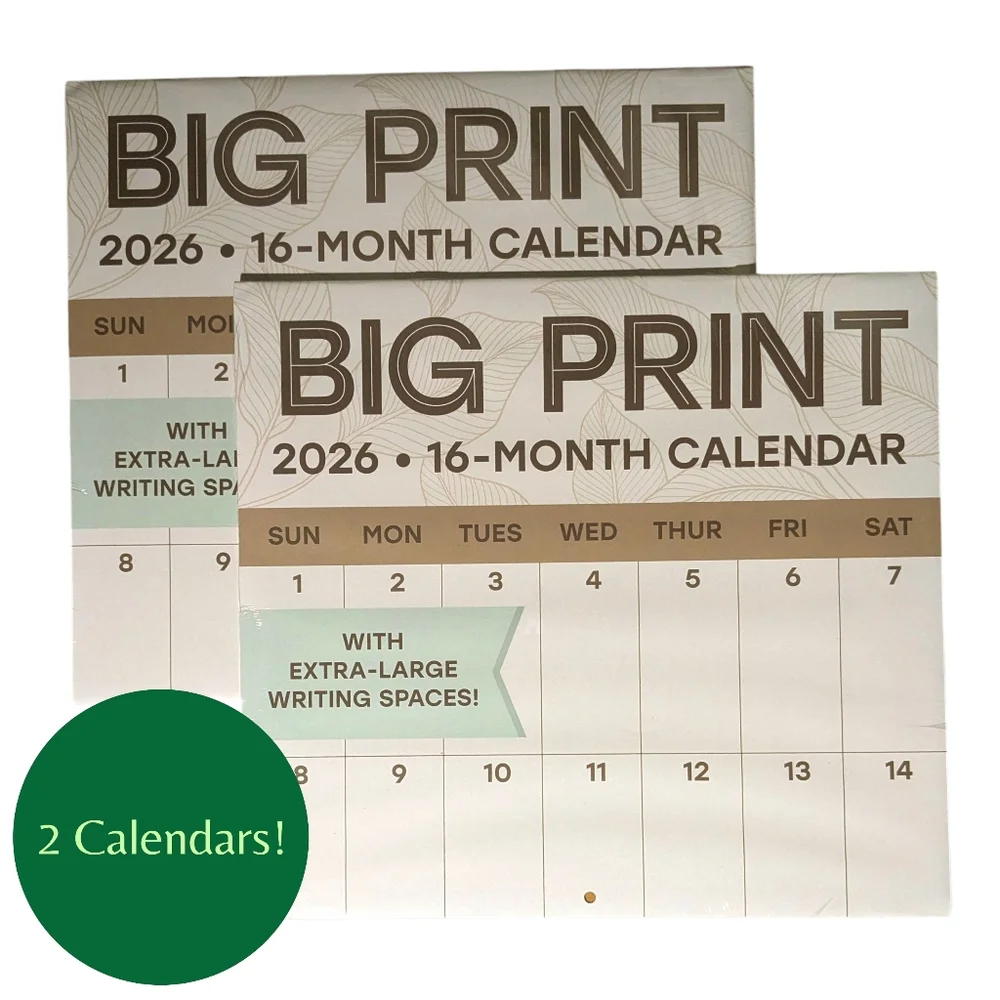 2026 CALENDAR BIG PRINT Wall Hanging 16 Month XL Writing Space 11
